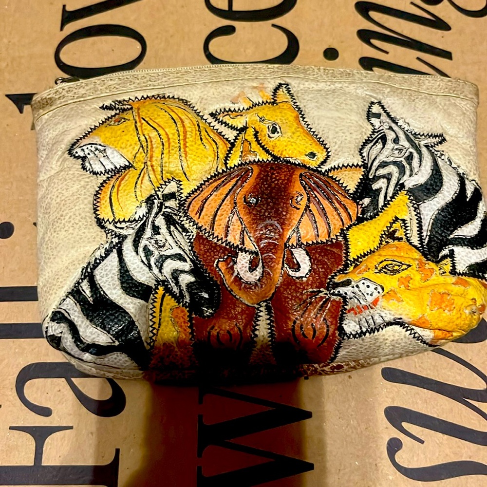 Emily Ann Of Boca Small Hand Painted Leather Autographed Pouch NWOT
